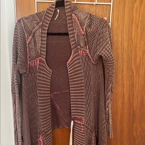 Free People Brown and Pink Cardigan